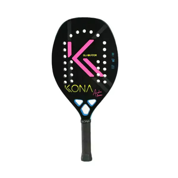A Kona GLADIATOR 2024 Beach Tennis Racket with Carbon 12K, glossy surface, Eva Soft core, 22mm thick. Shop Kona at iamBeachTennis.com Miami store.