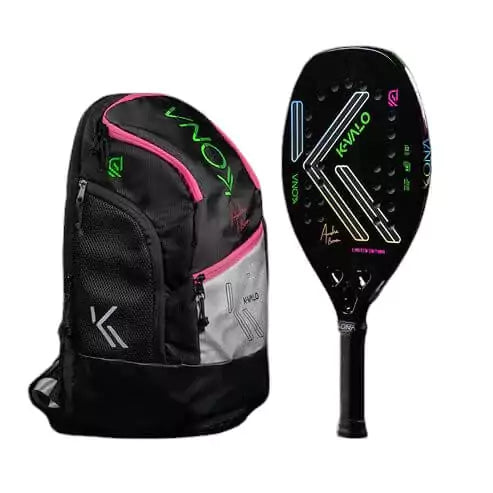 SPORT:BEACHTENNIS.
A Kona PLUS K-VALO Backpack and Kona K-VALO 2024 LTD EDITION Beach Tennis Racket, available from iamBeachTennis.com, online and from Miami instore.  
