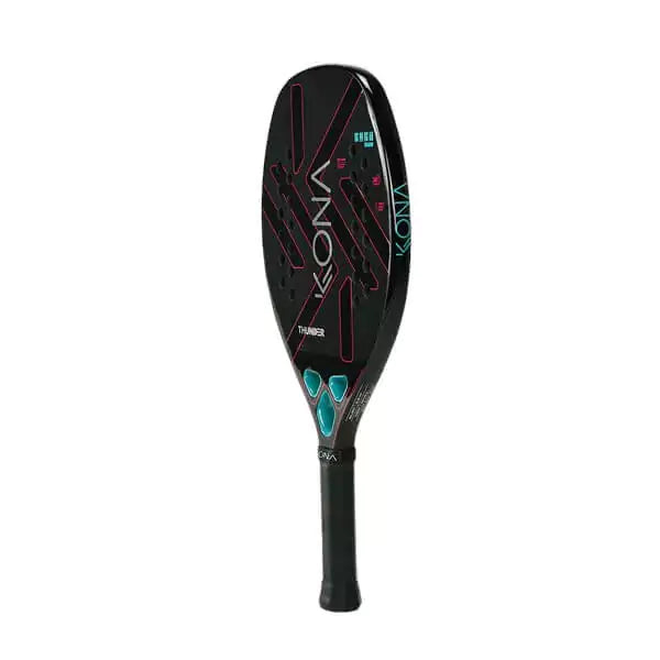 A Kona THUNDER BLACK 2024 Beach Tennis Paddle. Shop Kona at iamRacketSports.com, worldwide shipping.