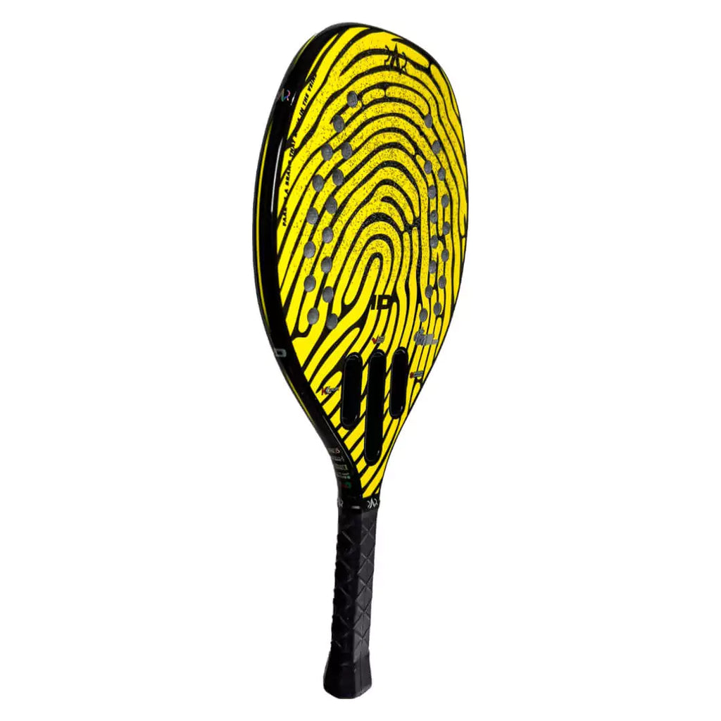 A side on view of  Paar ID 2024 Beach Tennis Paddle with GLIPPER, in store at iamBeachTennis.com.