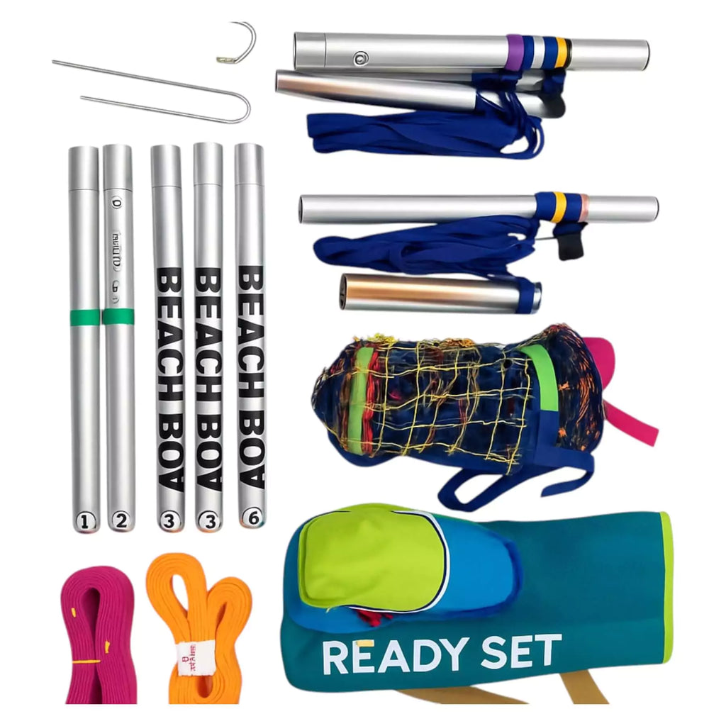 A Ready Set Portable Beach Tennis Court Full System, available from 
IamRacketsports.com, online and in-store, Miami USA.