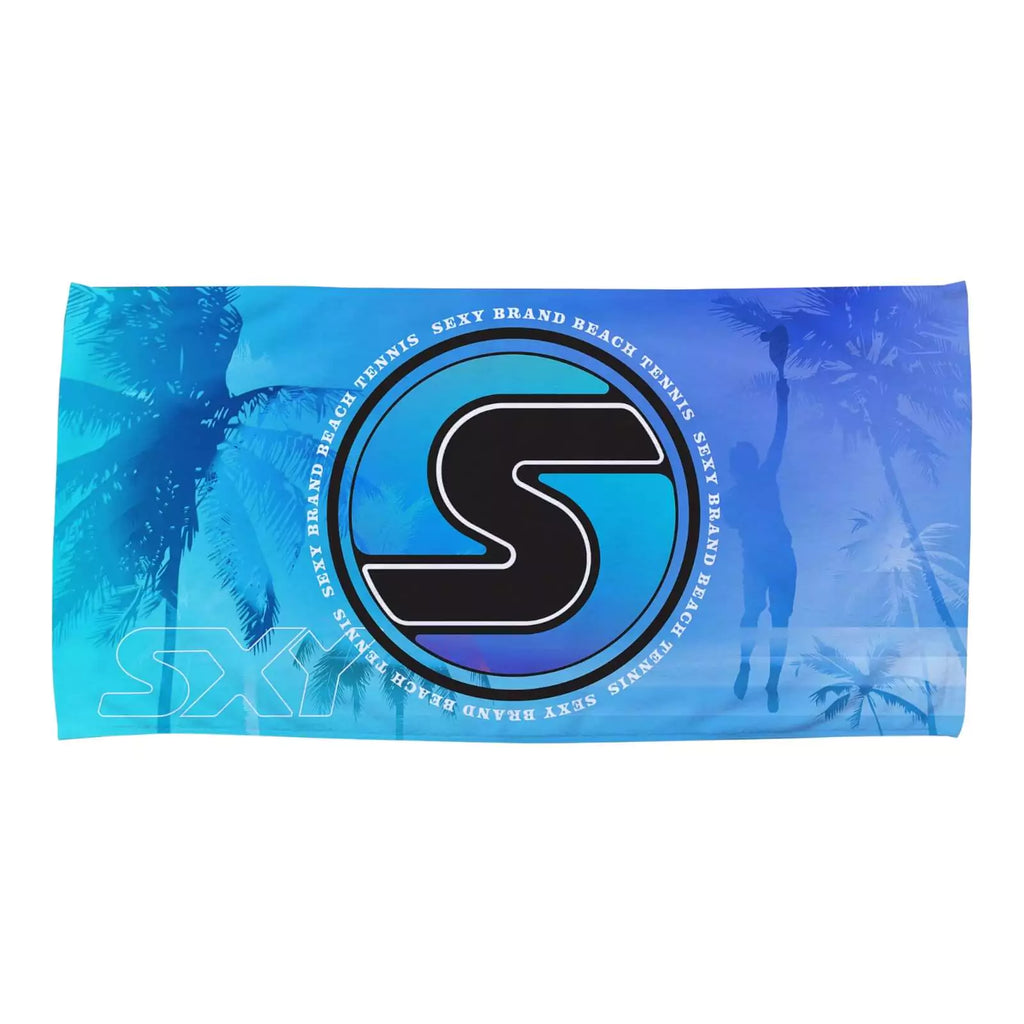 A ice blue Sexy Brand SXY Oversized Beach Towel, available from iamBeachTennis.com, Miami store.