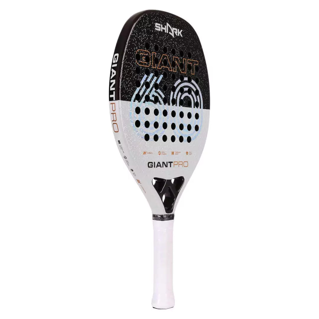A Shark GIANT 2024 Beach Tennis professional Racket. Carbon 3K , Eva Soft core ,24 mm, Micro-granules treated, shop at iamBeachTennis.com online store.