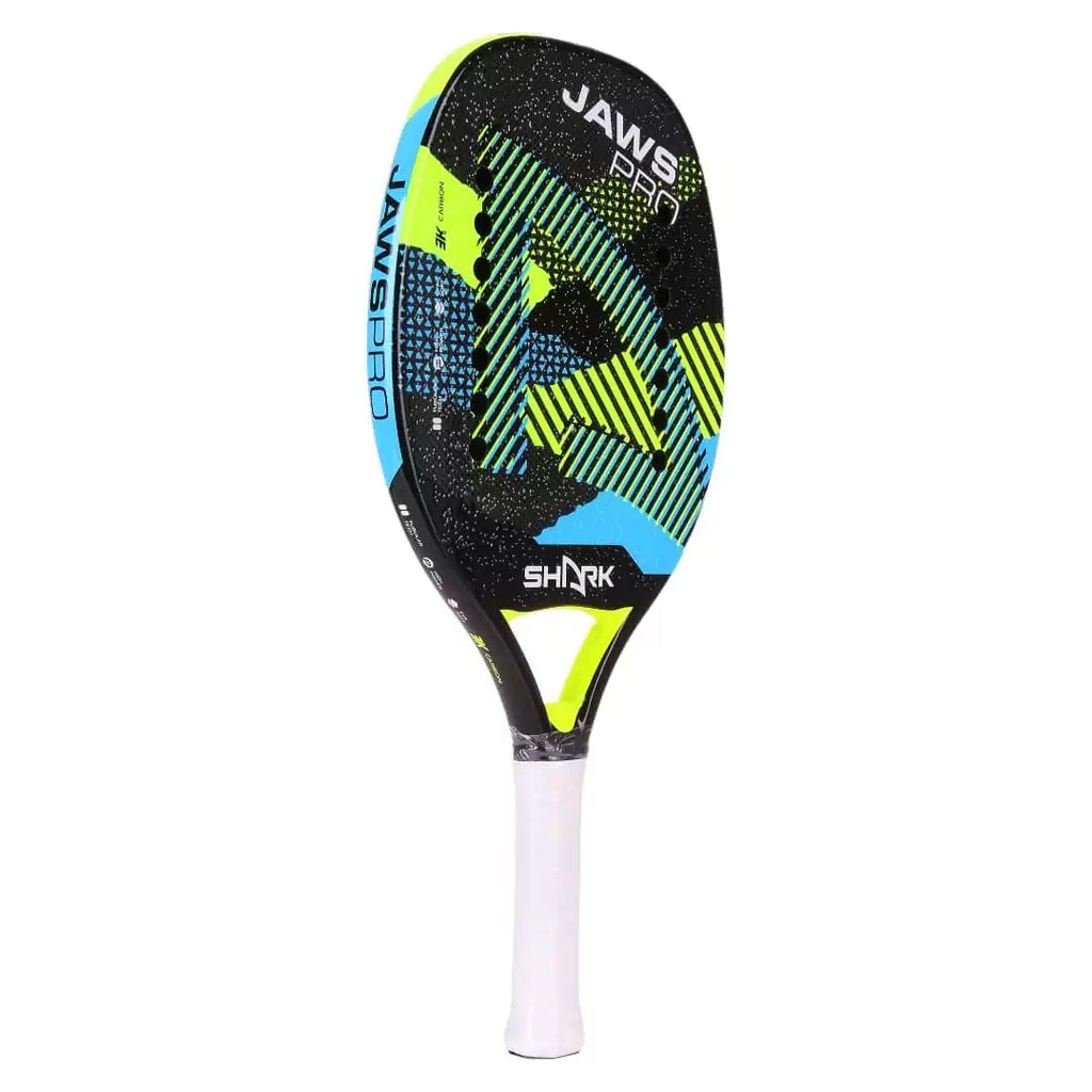  A Shark JAWS 2024 advanced Beach Tennis Racket. Carbon 3K , Eva Soft core ,21 mm, Micro-granules treated, shop at iamBeachTennis.com online store.