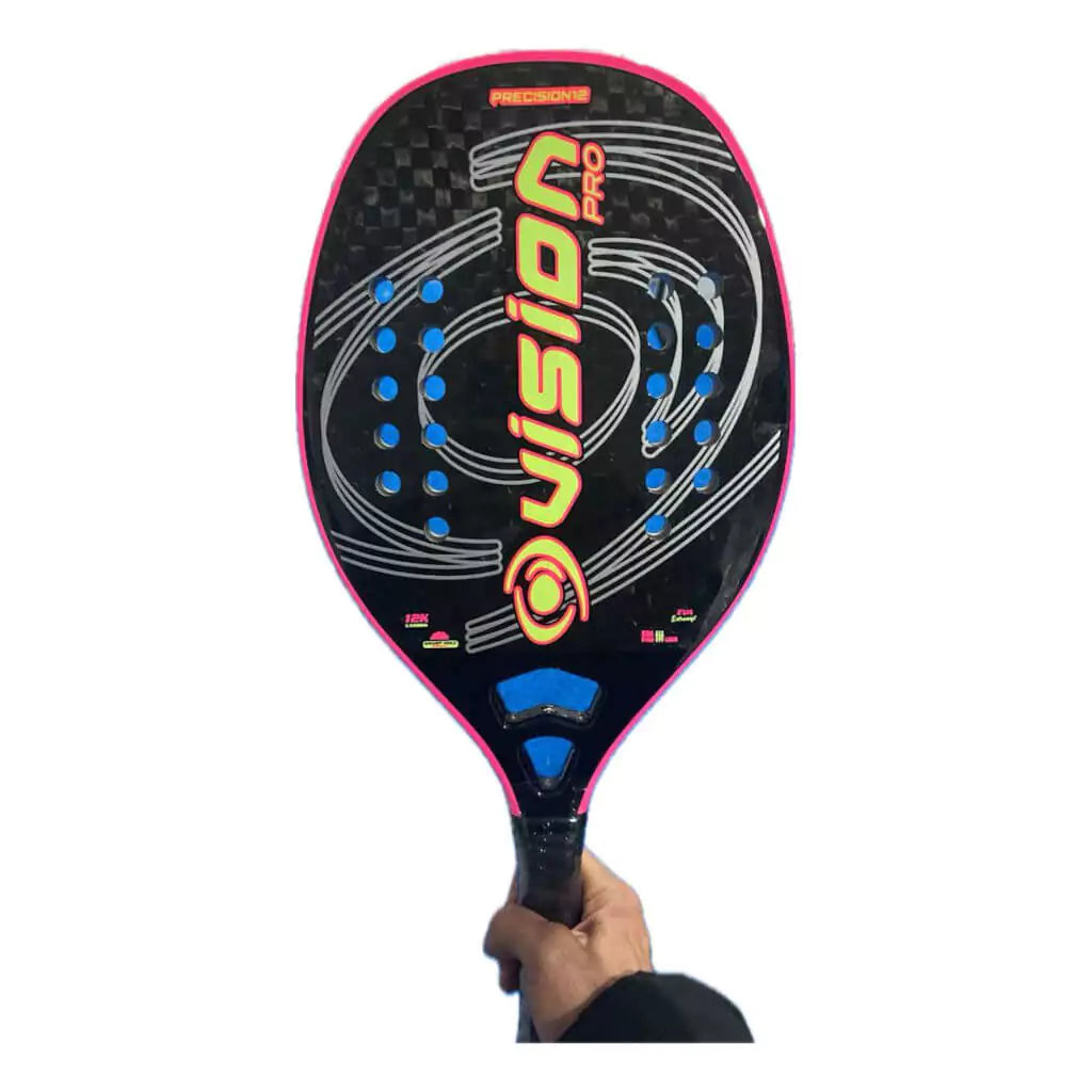 i am Beach Tennis shop,iamBeachtennis.com. A Vision Precision 12 Beach Tennis Paddle Advanced, Professional Racket, raquete, Extra Soft Eva Core and Carbon 12k face. Paddle used by Maksimilians Andersons.