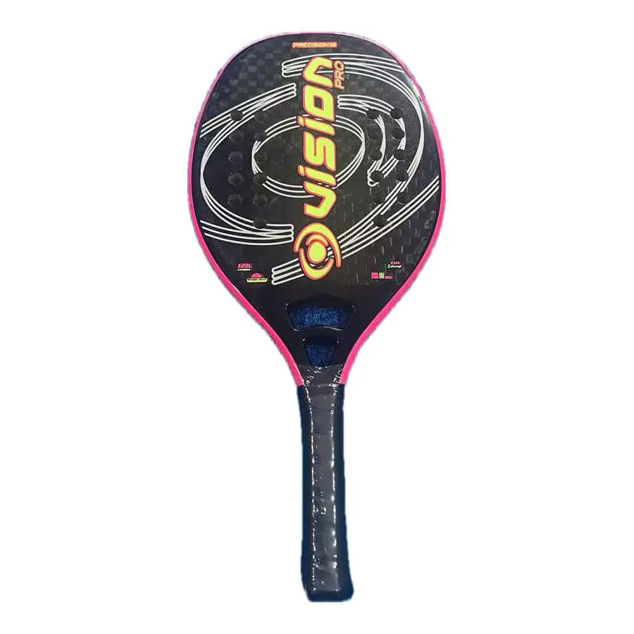 iamBeachTennis Miami Shop. Shop Vision Beach Tennis at USA premier Racket and Paddle Sports store, "iamracketsports.com".  Racket Model 2024 Vision Precision 12 Beach Tennis Paddle , Racquet standing vertical displaying racket face and handle.  Paddle used by Maksimilians Andersons