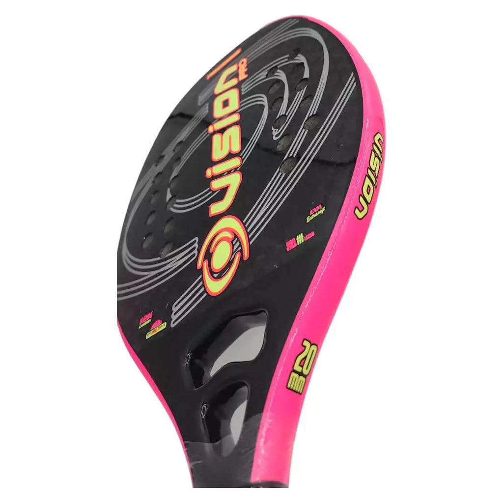 iamBeachTennis Miami Shop. Shop Vision Beach Tennis at USA premier Racket and Paddle Sports store, "iamracketsports.com". Racket Model 2024 Vision Precision 12 Beach Tennis Paddle , Racquet standing vertical displaying racket face and handle. Paddle used by Maksimilians Andersons