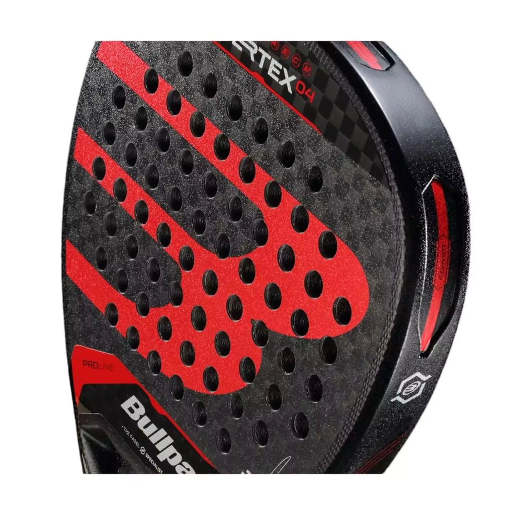 Racket face of a  Bullpadel VERTEX 04 24 Padel Racket, available from iamracketsports.com.

