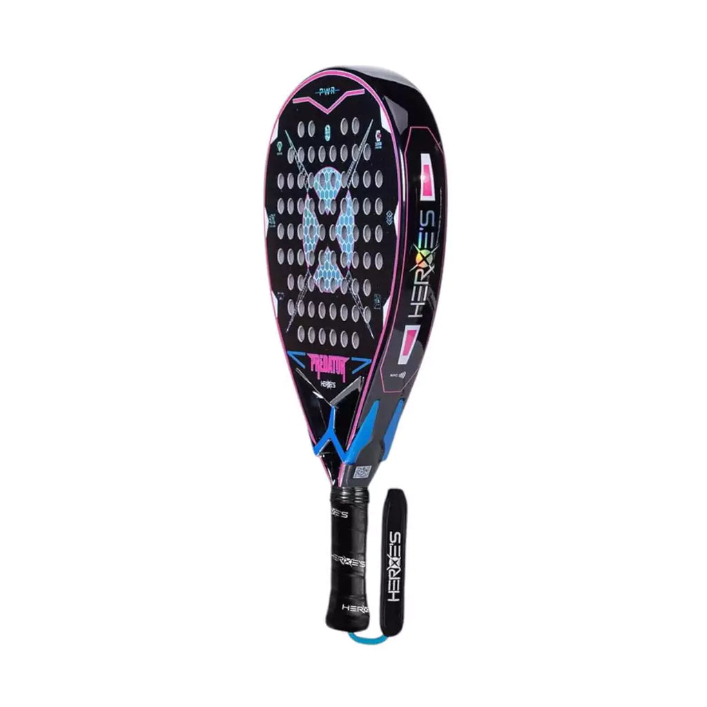 Side profile of a Heroes PREDATOR PWR Emily Stellato 2025 Padel Racket. Purchase from iampadeltennis.com, online and instore shop.