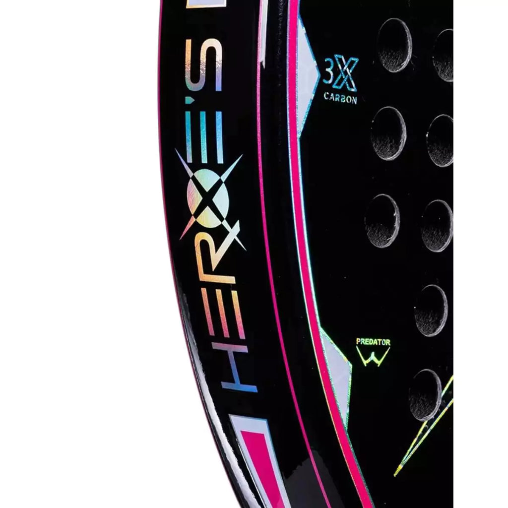 Racket edge of a Heroes PREDATOR PWR Emily Stellato 2025 Padel Racket. Purchase from iampadeltennis.com, online and instore shop.