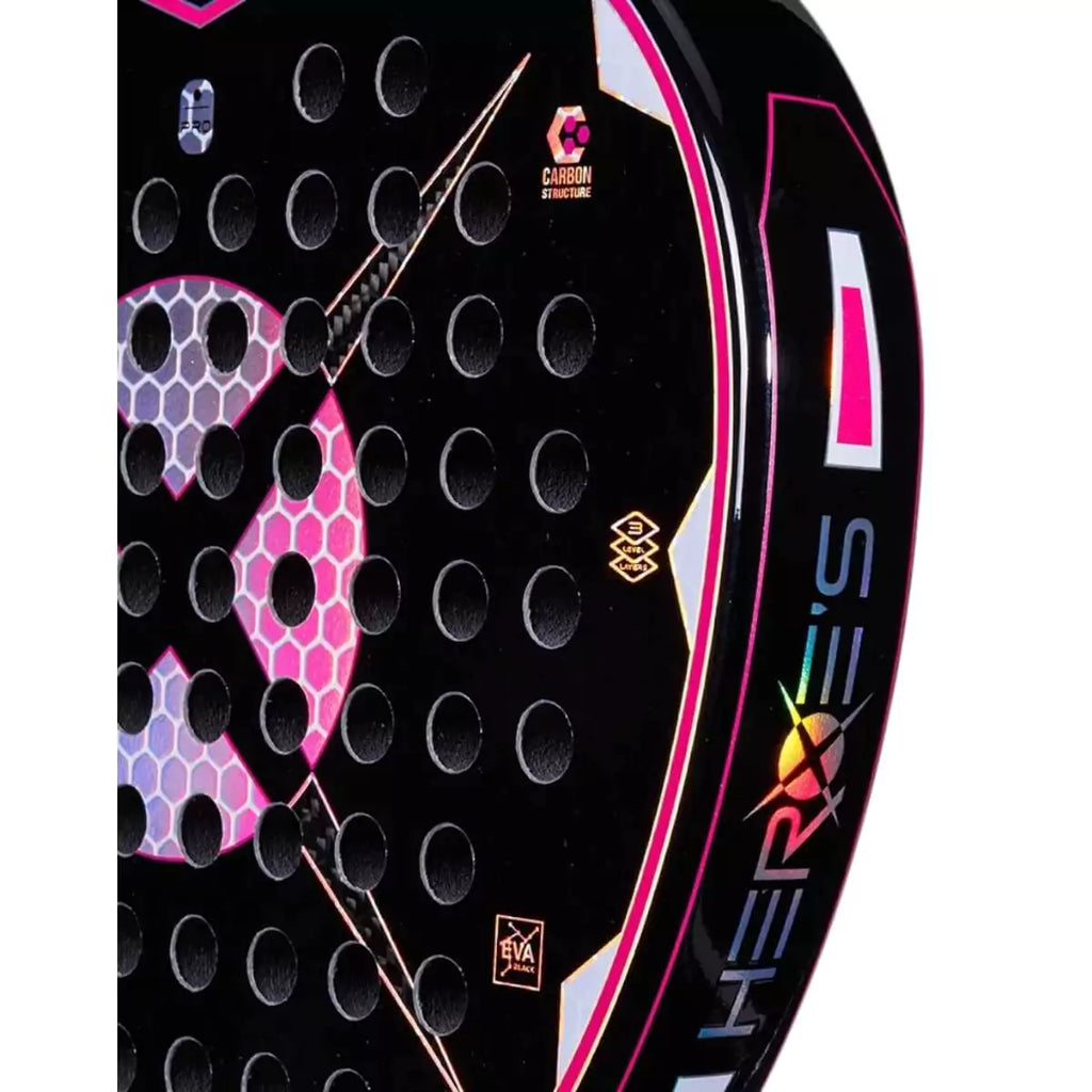Racket edge of a Heroes PREDATOR PWR Emily Stellato 2025 Padel Racket. Purchase from iampadeltennis.com, online and instore shop.