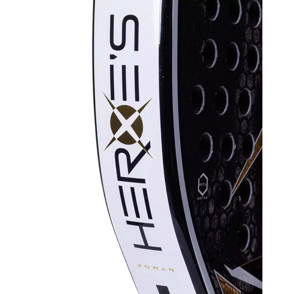 Edge of a Heroes ROWAN 2025 Padel Racket. Purchase from iampadeltennis.com, online and instore, Miami USA.