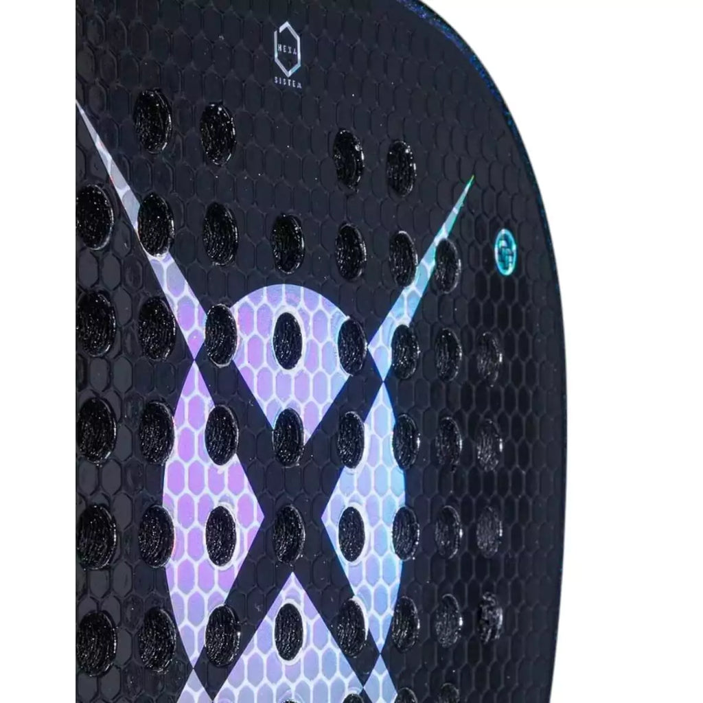 Racket face of a  Heroes RS1 2025 Padel Racket. Purchase from iampadeltennis.com, online and instore shop.
