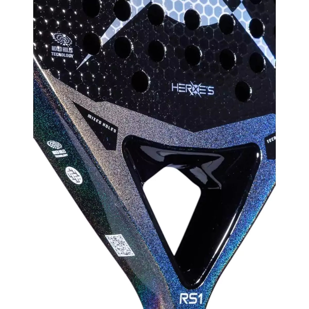 RAcket heart of a Heroes RS1 2025 Padel Racket. Purchase from iampadeltennis.com, online and instore shop.
