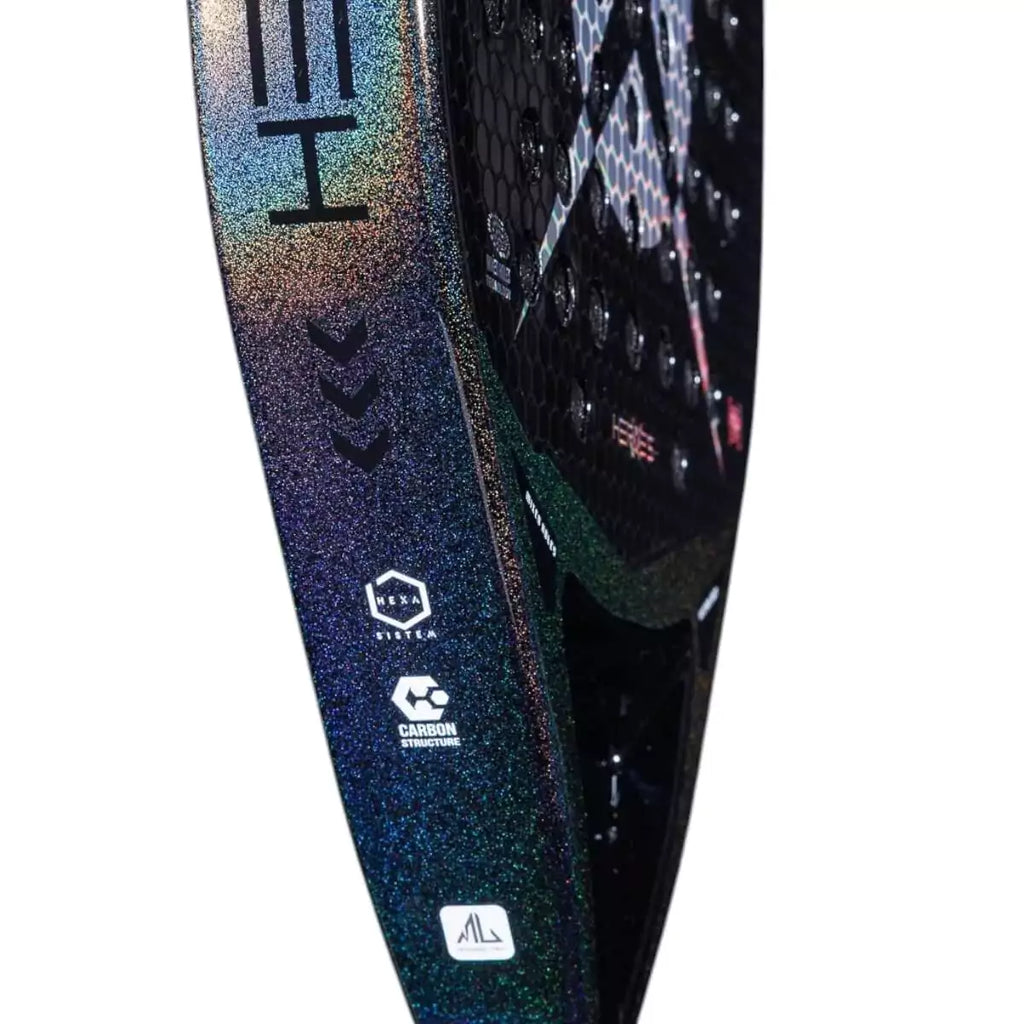 Side profile of a  Heroes RS1 2025 Padel Racket. Purchase from iampadeltennis.com, online and instore shop.
