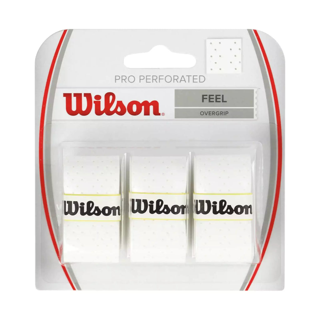 A Wilson PRO perforated Overgrip's, 3 Pack, available from  iamRacketSports.com, online and in store, world wide shipping.