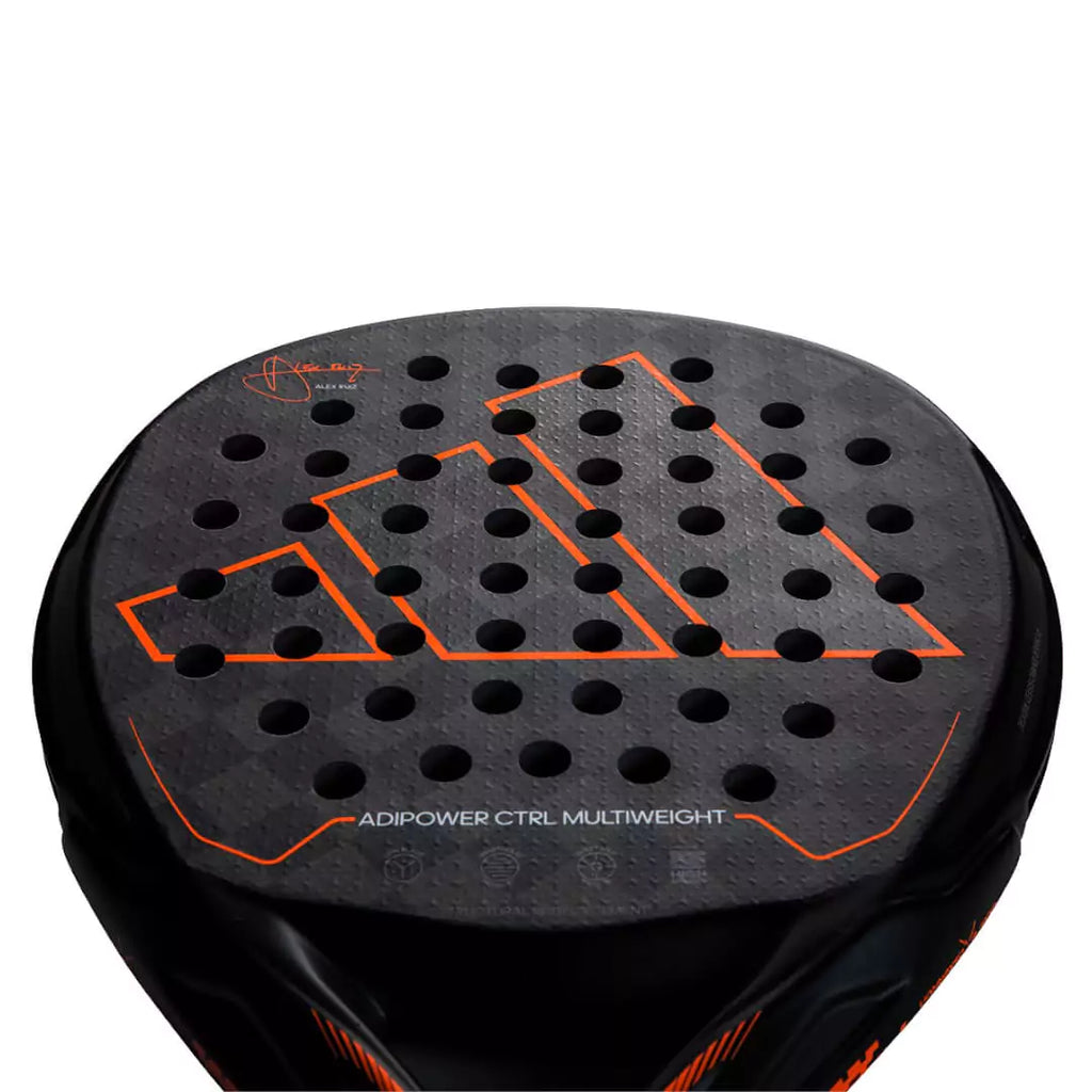 The paddle face of a  Adidas 2023 ADIPOWER MULTIWEIGHT Padel Raqueta, purchase from iam-padel.com, Miami store.