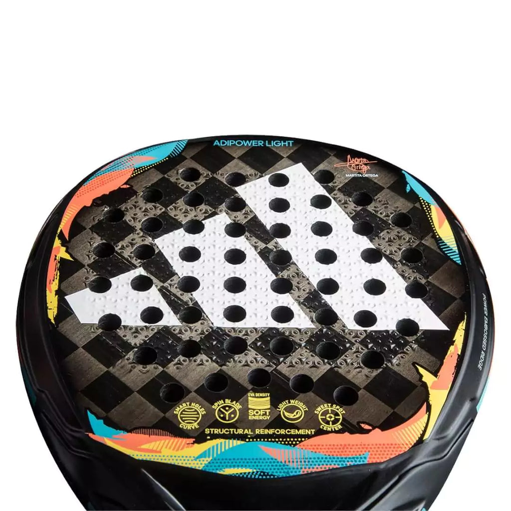The paddle face of a  Adidas 2023 ADIPOWER LIGHT 3.2 Padel Raqueta, purchase from iam-padel.com, Miami store.