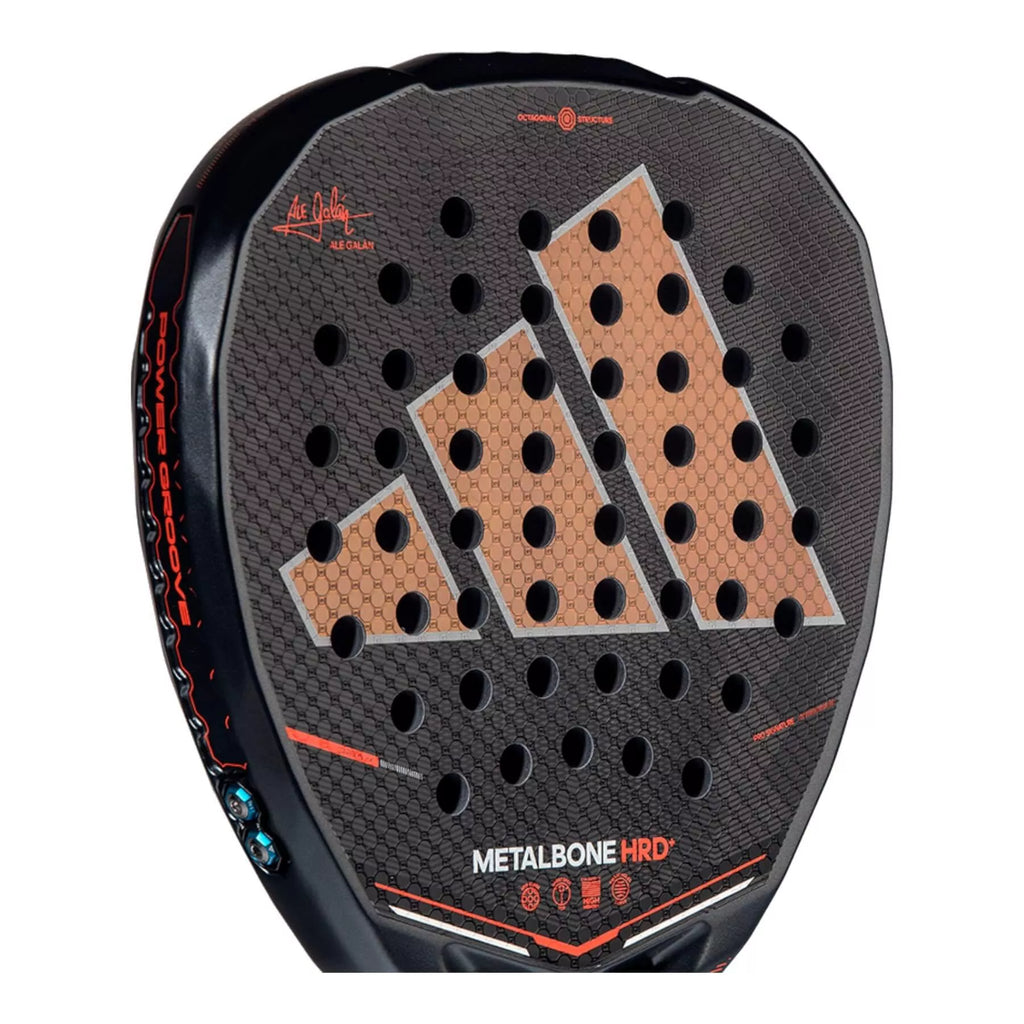 Racket face of a Adidas METALBONE HRD+ 2026 Ale Galán Padel Racket, available from IamRacketsports.com, online and in-store, Miami USA, worldwide shipping.