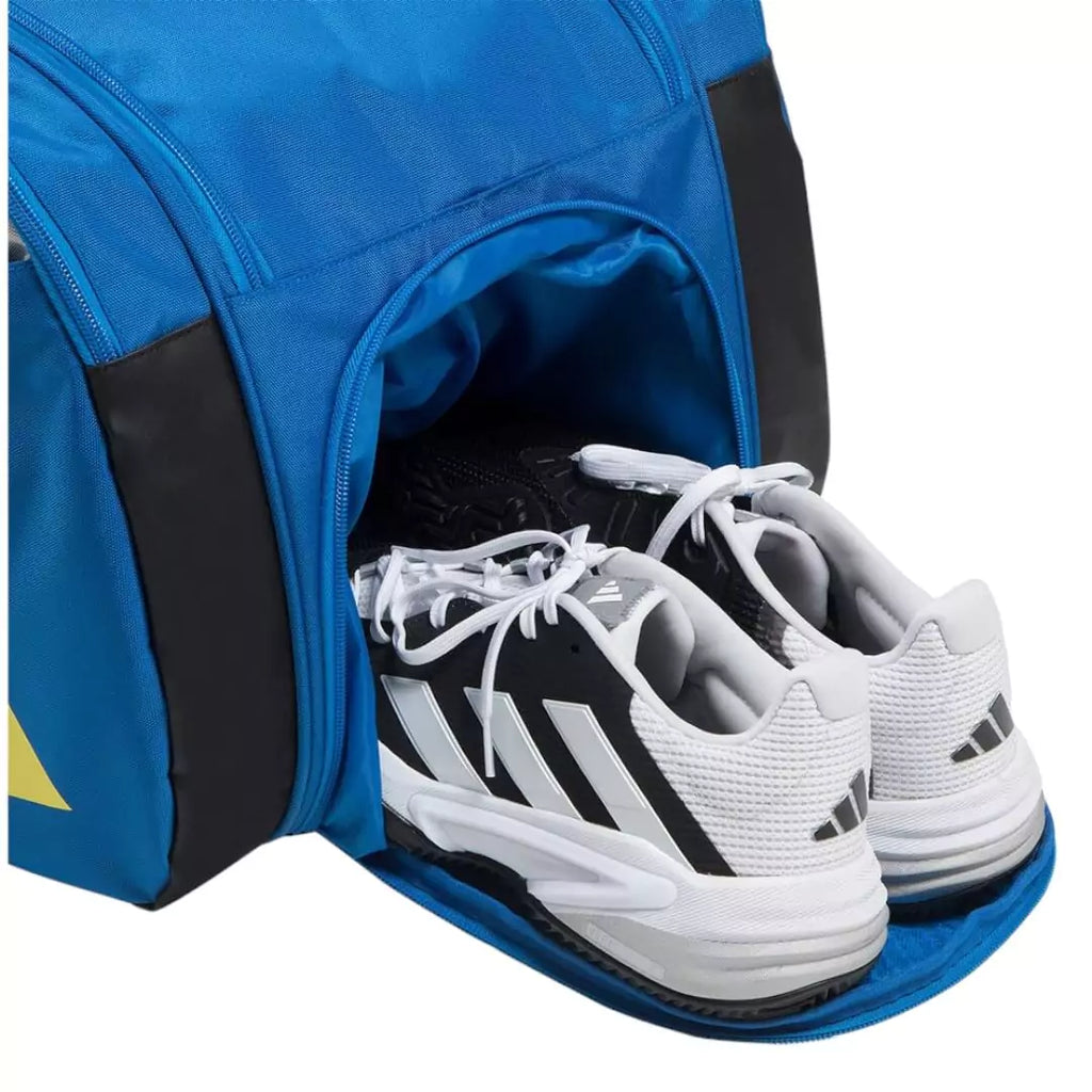 Shoe compartment of the  Adidas RACQUET BAG MULTIGAME 3.3,  available at iamracketsports.com.