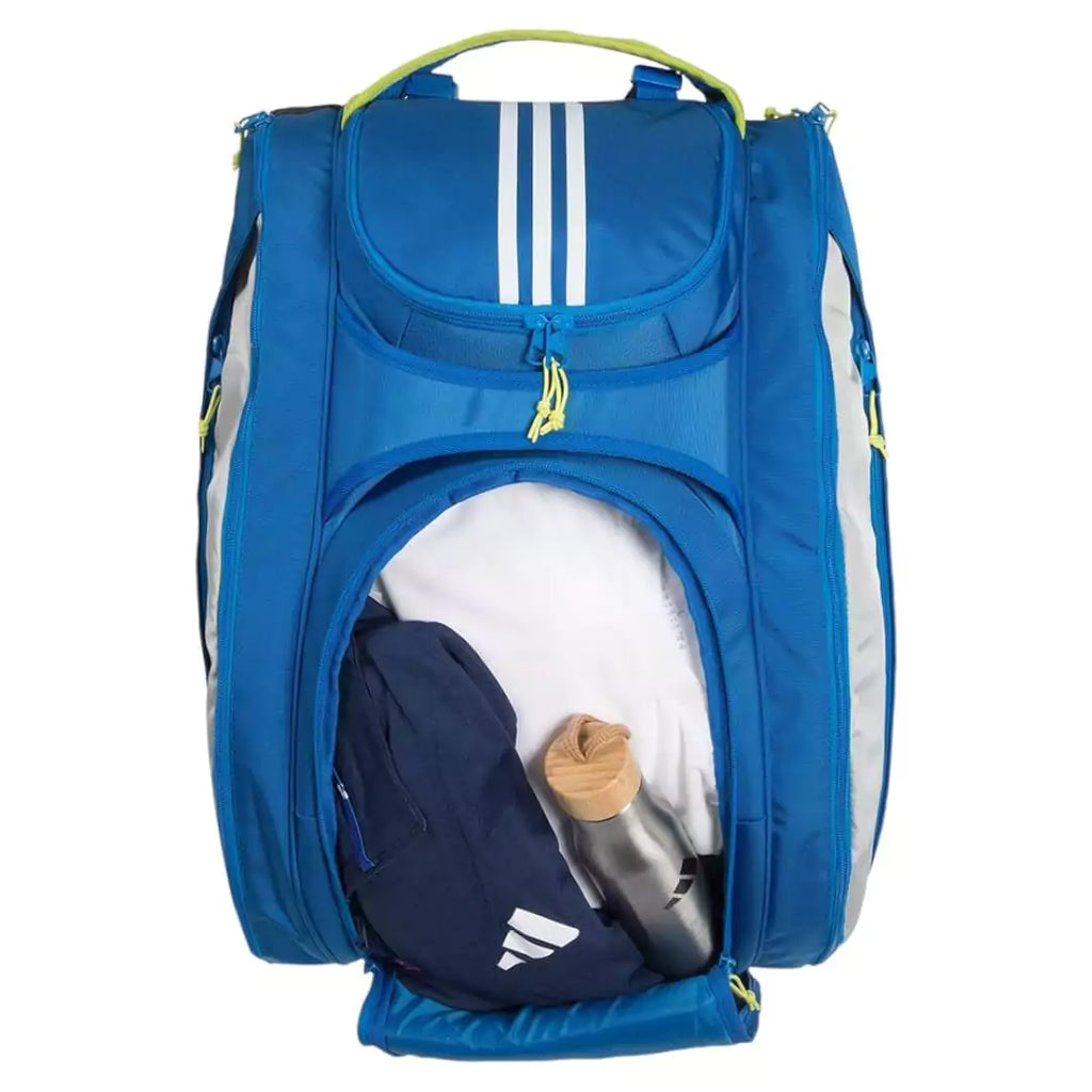 Front compartment of the  Adidas RACQUET BAG MULTIGAME 3.3,  available at iamracketsports.com.