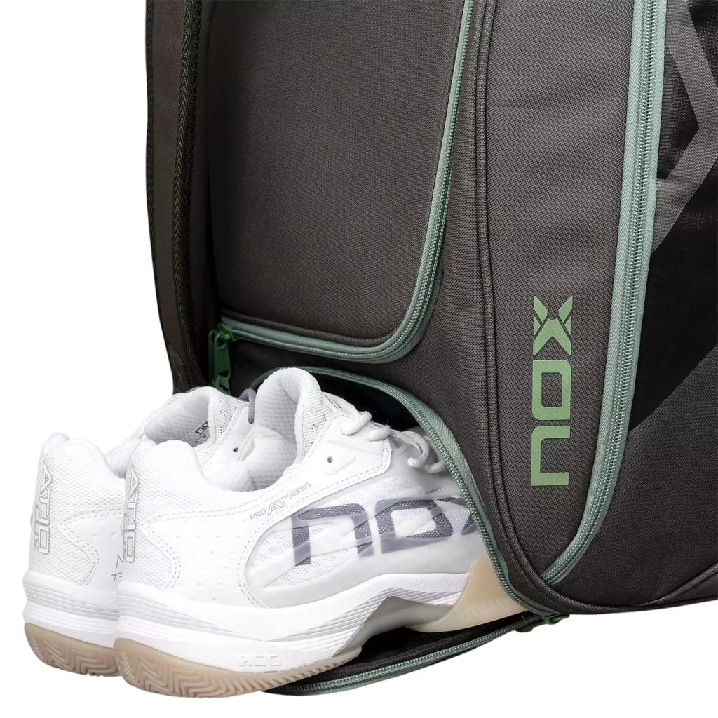 Shoe compartment of a Nox AT10 COMPETITION TROLLEY Padel bag, purchase from "iamracketsports.com", Miami shop.
