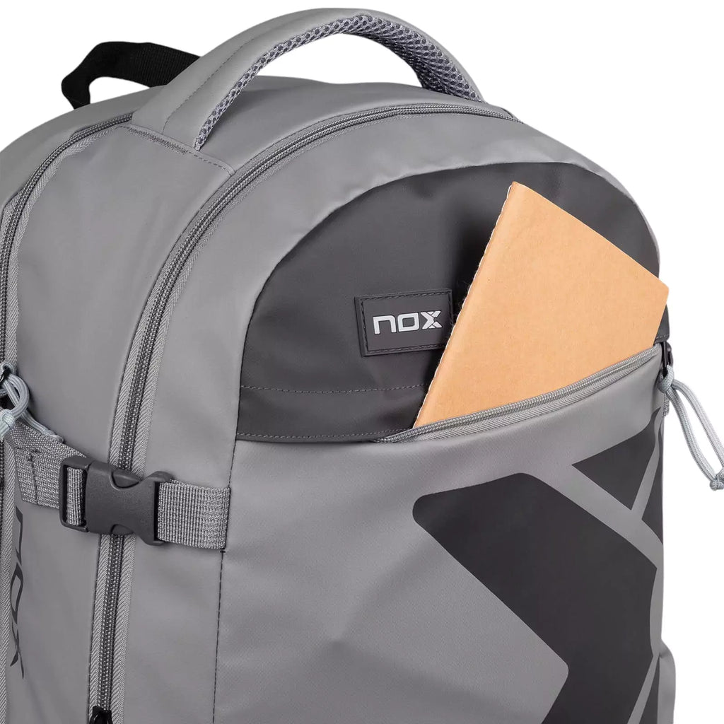 Open front compartment of a Nox AT10 TEAM SERIES Backpack, available from "iamracketsports.com", Miami shop.