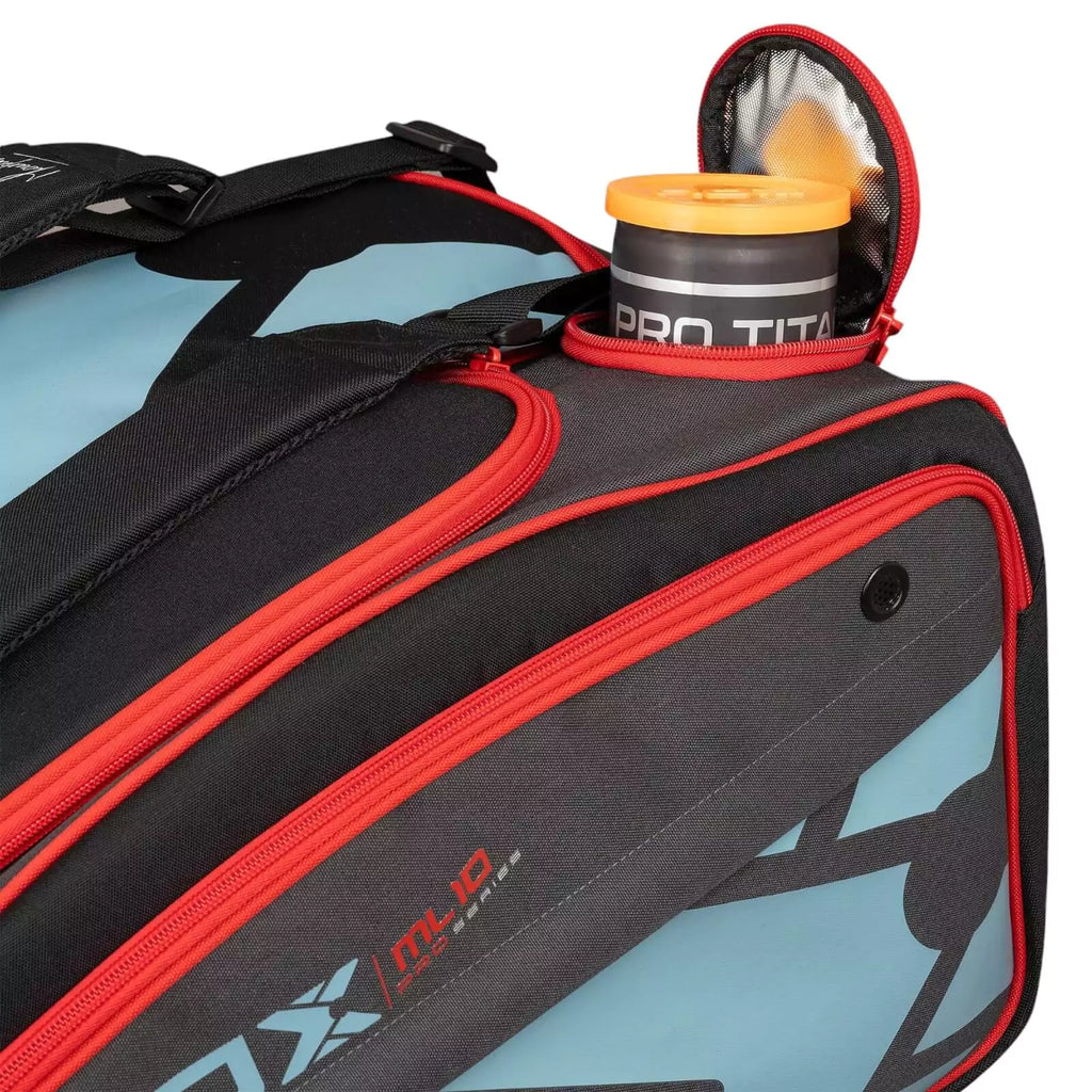 A Nox ML10 COMPETITION XL COMPACT 2024 Racket bag, with open ball compartment, available from "iamracketsports.com", Miami shop.
