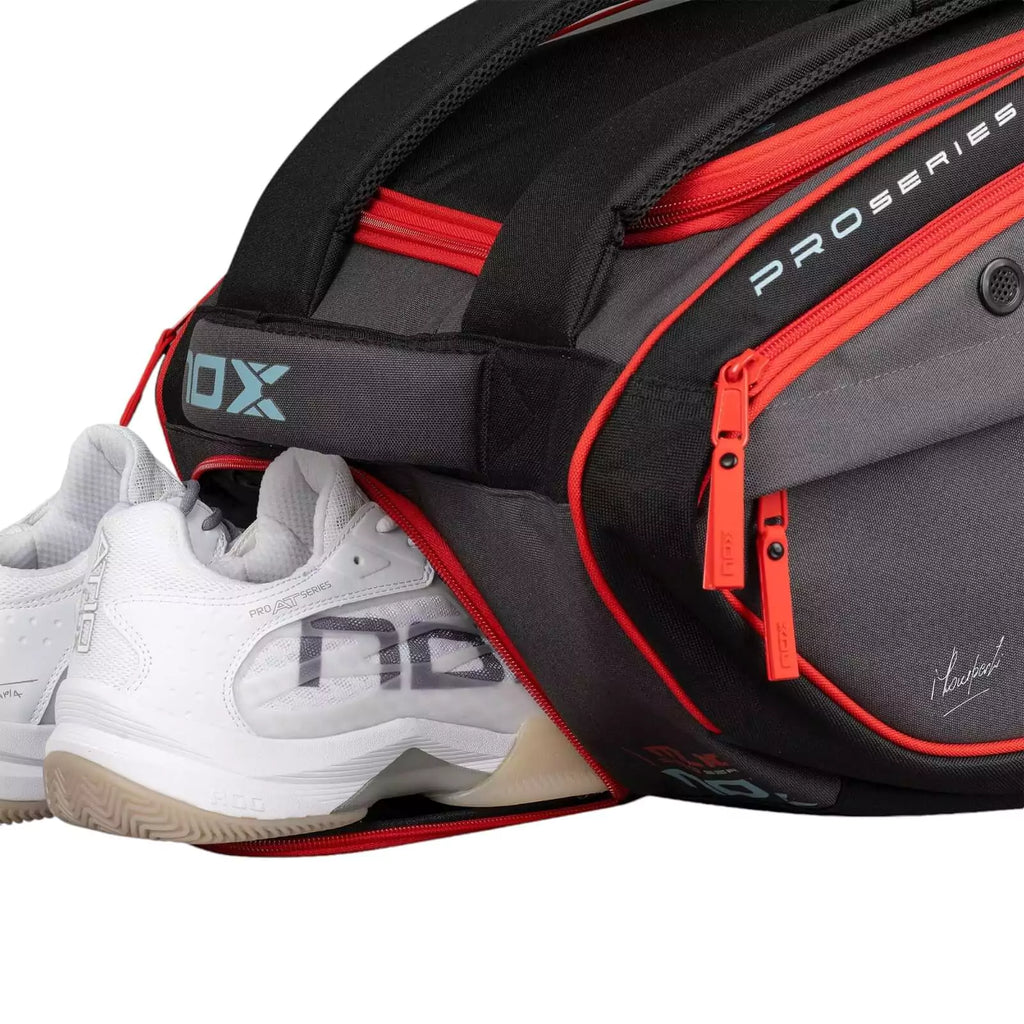 Shoe compartment of a Nox ML10 COMPETITION XL COMPACT 2024 Racket bag, available from "iamracketsports.com", Miami shop.
