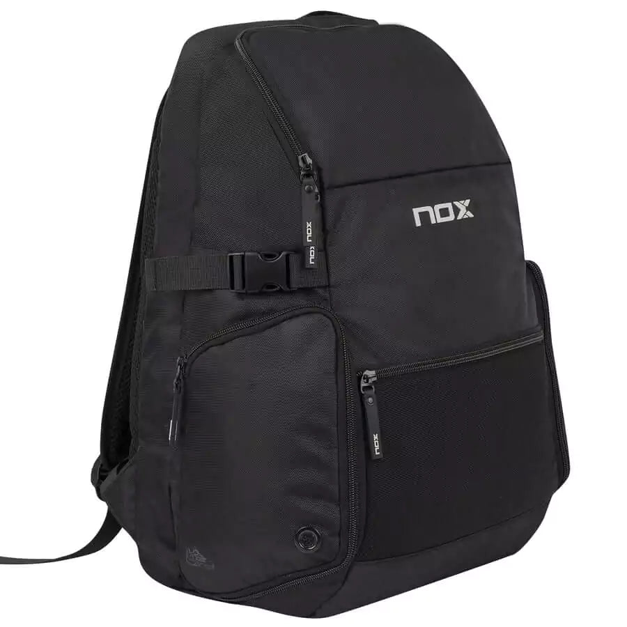 A side on profile of  Nox STREET URBAN BLACK Backpack, shop Nox for at iam-Pickleball.com.