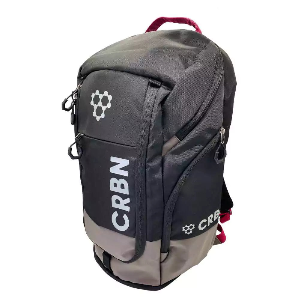 SPORT: PICKLEBALL. CRBN Pickleball Pro Team Backpack Bag in Black avaialable at "iamracketsports.com".  Bag is in a Front left vertical orientation.