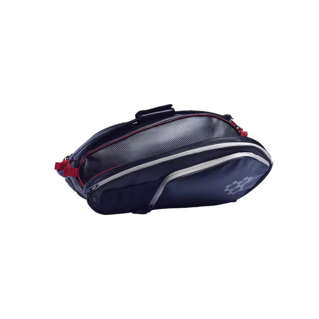 SPORT:PICKLEBALL.  Shop at iamPickleball.store for CRBN bags. Top and side profile of the black CRBN Pro Team Tour pickleball Bag 2.0.