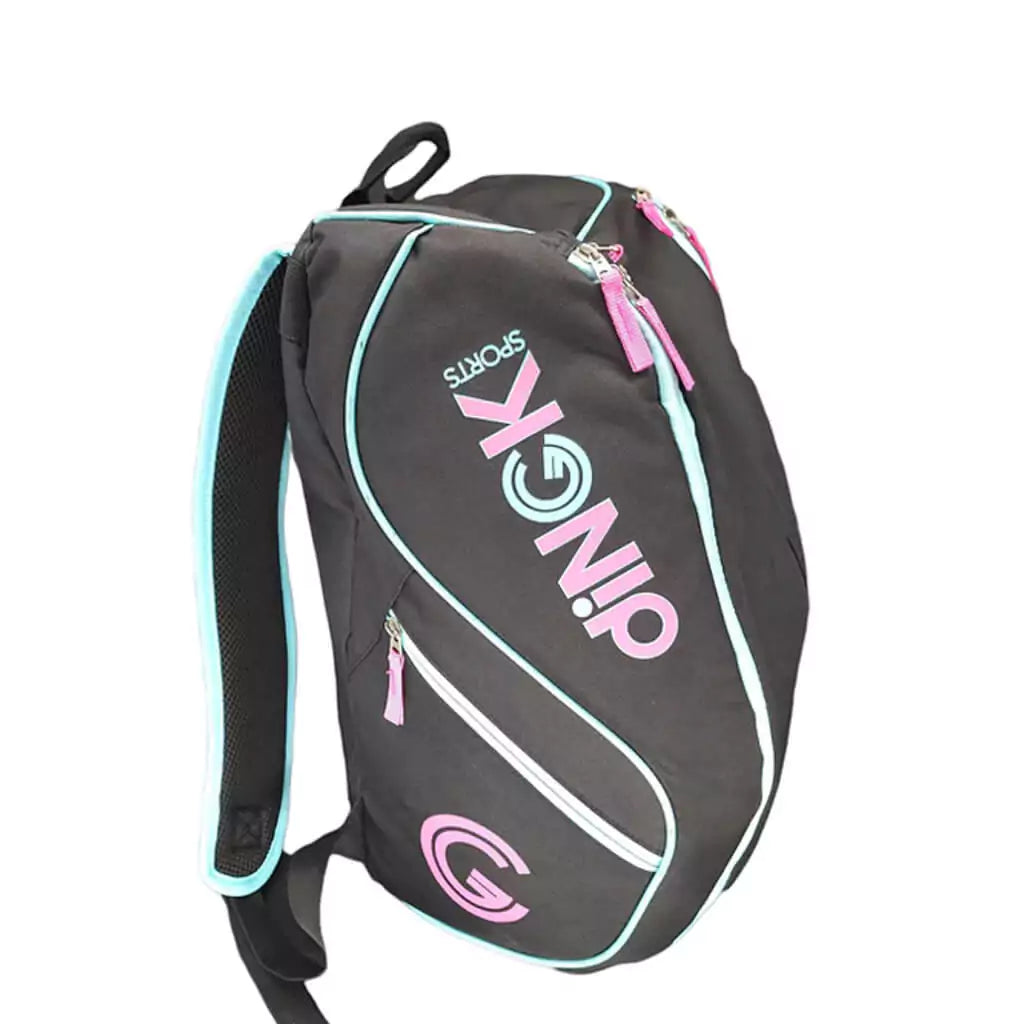 SPORT: PICKLEBALL. Shop DiNGK Sports Pickleball at iamRacketSports, Miami, Florida, USA. Bag model is a 2023 DiNGK Pickleball PRO TOUR RACQUEST BAG in blue. Backpack/bag is in vertical orientation facing right.