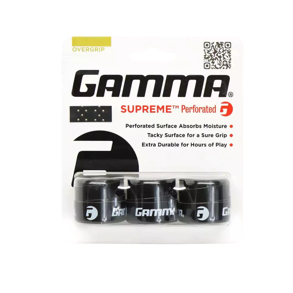 A 3 grip pack of 
Gamma SUPREME Perforated OVERGRIP's,
available from at iamBeachTennis.com.