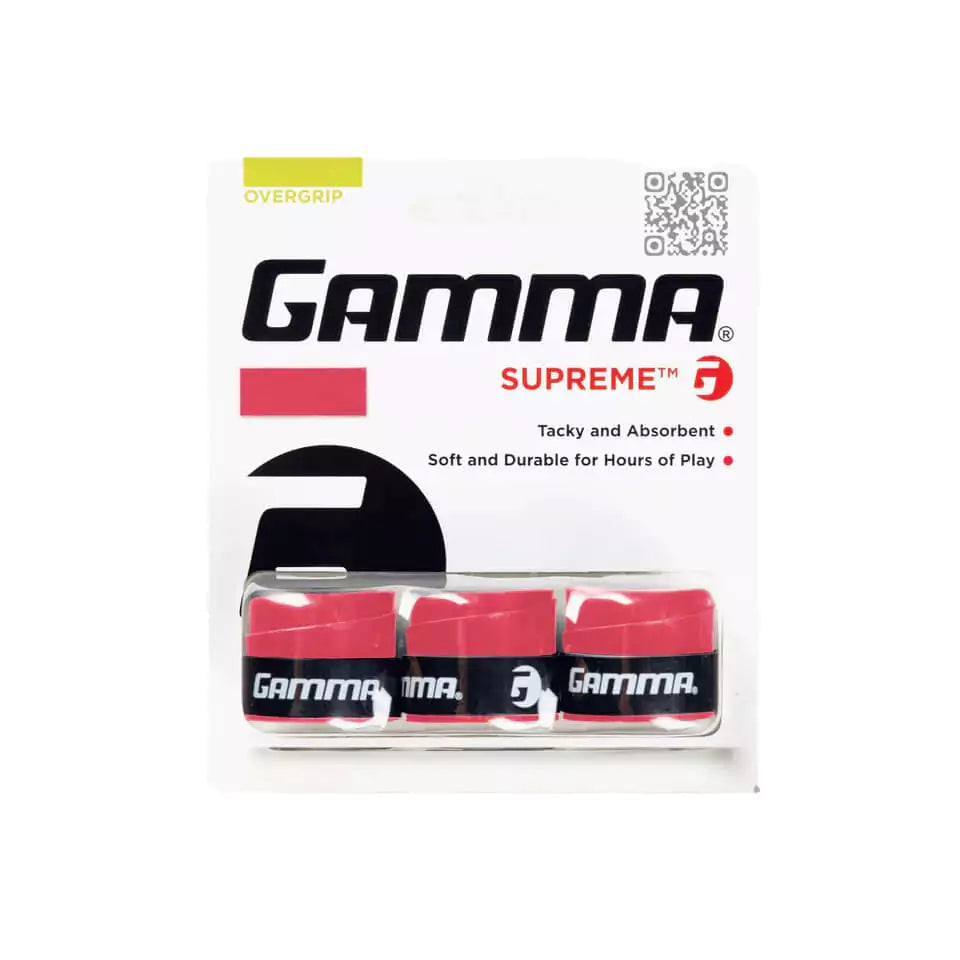 A 3 grip pack of red 
Gamma SUPREME OVERGRIP's,
available from at iamBeachTennis.com.