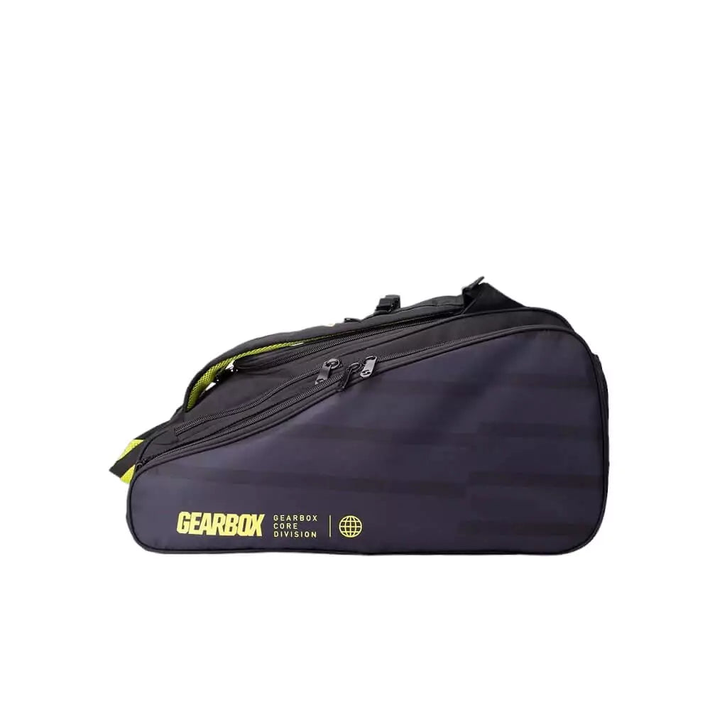 SPORT: PICKLEBALL. Shop GearBox bags at "iamracketsports.com". A side profile of the  mid size 900D Tetron Fabric Gearbox CORE COLLECTION ALLY Bag.