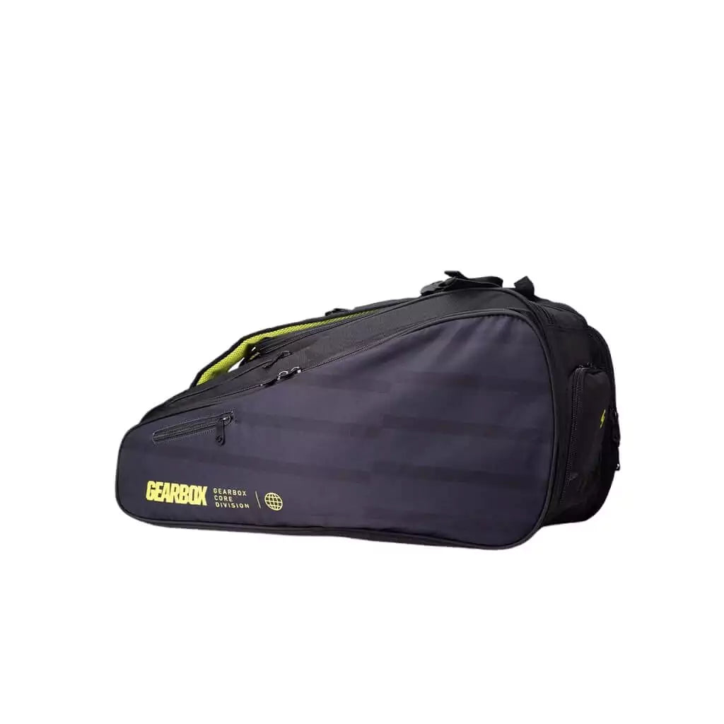 SPORT: PICKLEBALL. Shop GearBox bags at "iamracketsports.com". A side profile of the  large 900D Tetron Fabric Gearbox CORE COLLECTION CLUB Bag.