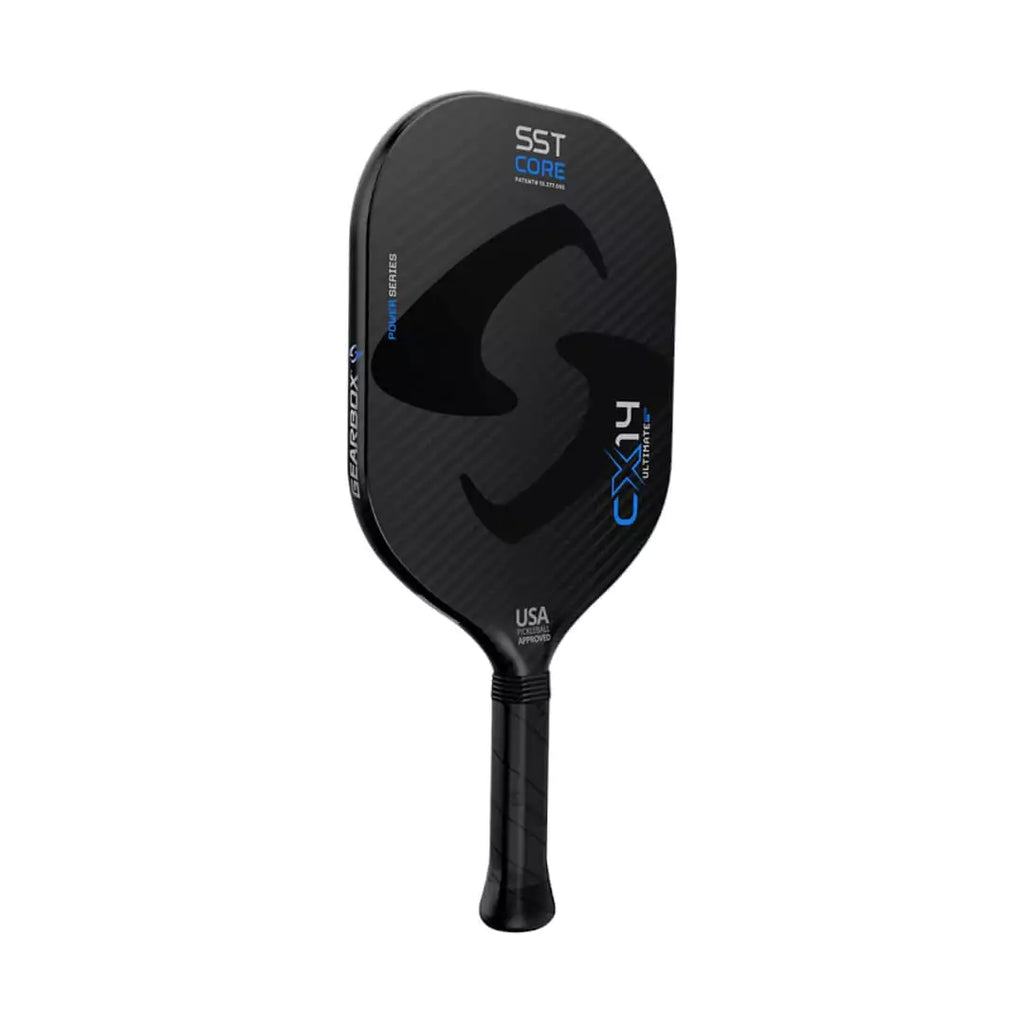 SPORT: PICKLEBALL. Pickleball paddles from "iamPickleball.store" boutique Depot Store. A vertical  GearBox CX14H HYPER ULTIMATE POWER Pickleball Paddle. 