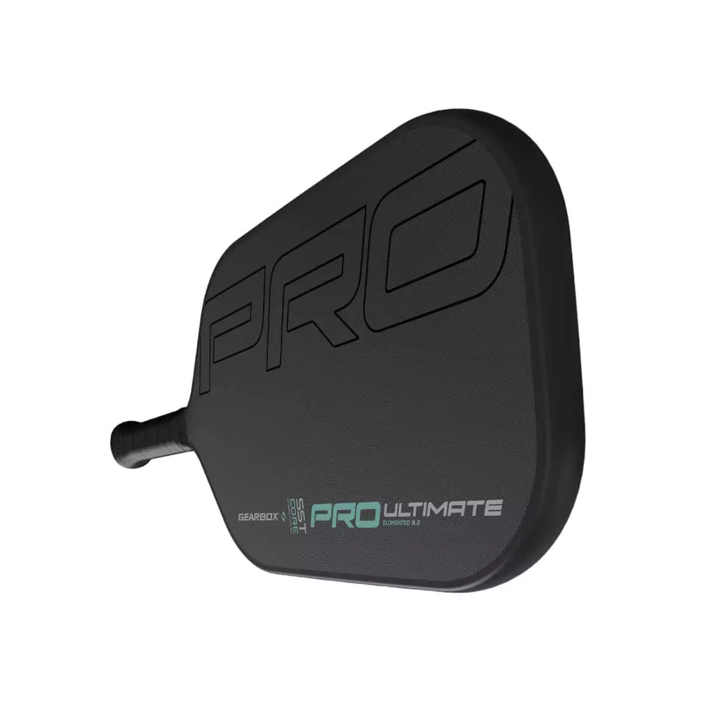 A side face profile GearBox PRO ULTIMATE ELONGATED  Pickleball Paddle. Available from "iamRacketSports.com".