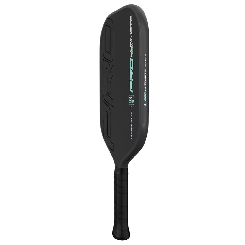 A side profile of  GearBox PRO ULTIMATE ELONGATED  Pickleball Paddle. Shop for Gearbox at iam-pickleball.com, Miami, Florida, USA.