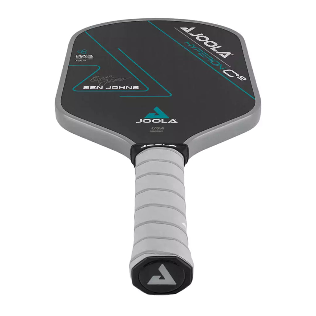 Joola Pickleball Paddles and Rackets at "iam-Pickleball.com". Joola Ben Johns HYPERION C2 CFS 16mm Pickleball Paddle,  Carbon Friction surface, Reactive Polymer Core, Hyperfoam Edge Wall Weight 8oz, Grip Length 5.5", Grip size 4.125" Feel-Tec Pure Grip.