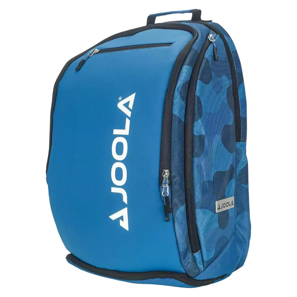 SPORT: PICKLEBALL. Shop Joola  at "iamPickleball.Store" a division of "iamracketsports.com". A front and side profile of a blue Joola VISION II DELUXE Backpack Bag.