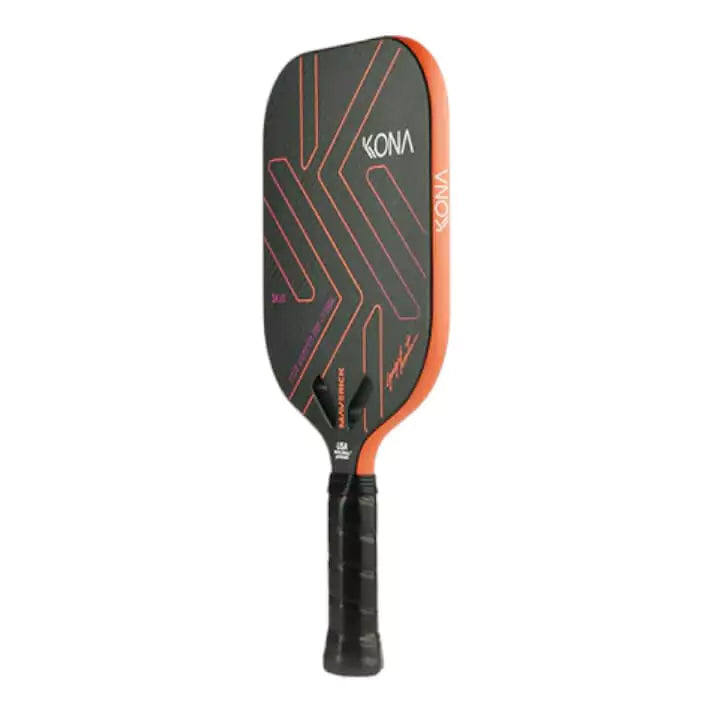 A Kona MAVERICK 2024 Pickleball Paddle with Carbon 3K Friction Surface, 14mm thick,PP Honeycomb core with Laminated FOAM. Shop Kona at iamPickleball.store.