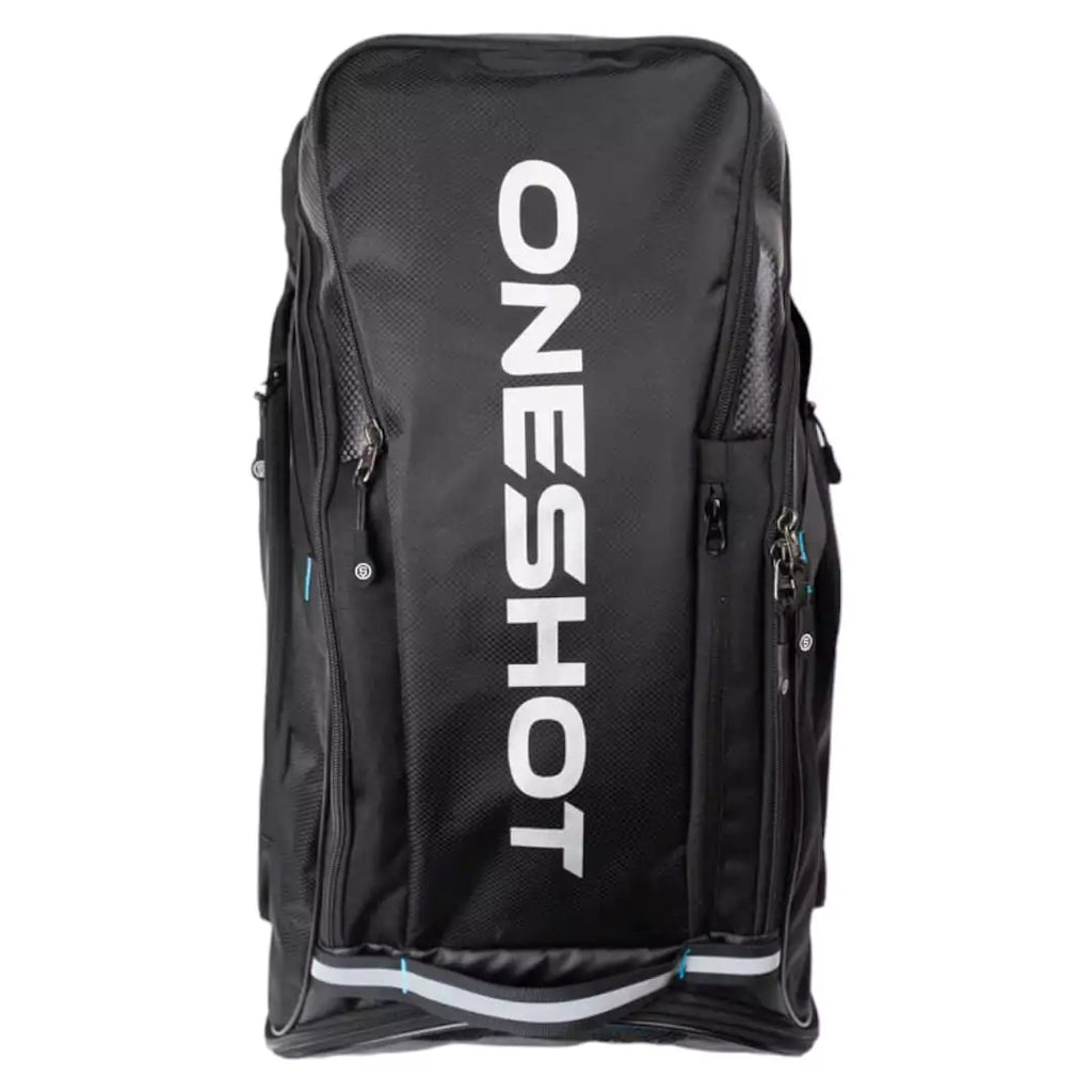 SPORT: PICKLEBALL. Shop Oneshot bags at "iamPickleball.Store". Front profile of  Black Oneshot Pickleball PRO Backpack.