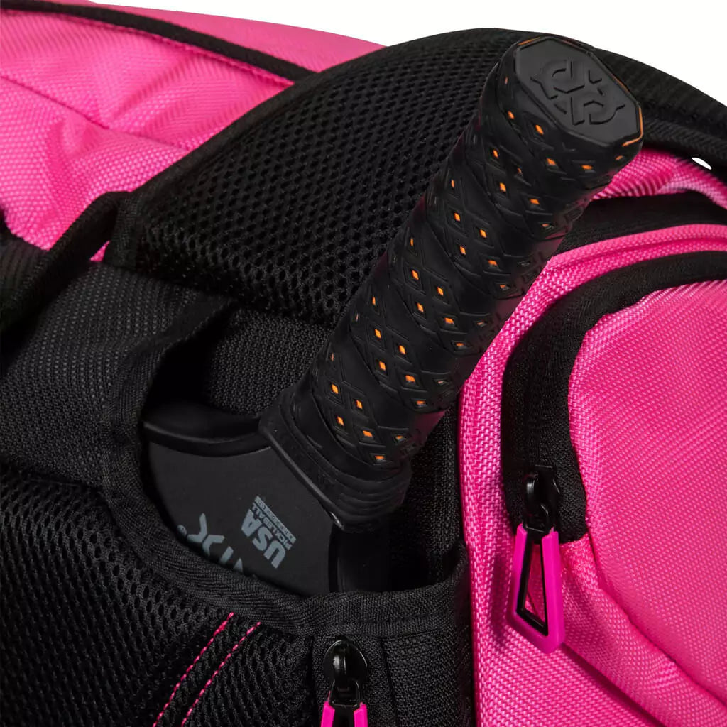 SPORT: PICKLEBALL. Shop Onix at iamRacketSports/iam-pickleball, Miami, Florida, USA. pink Onix PRO TEAM Backpack paddle compartment.