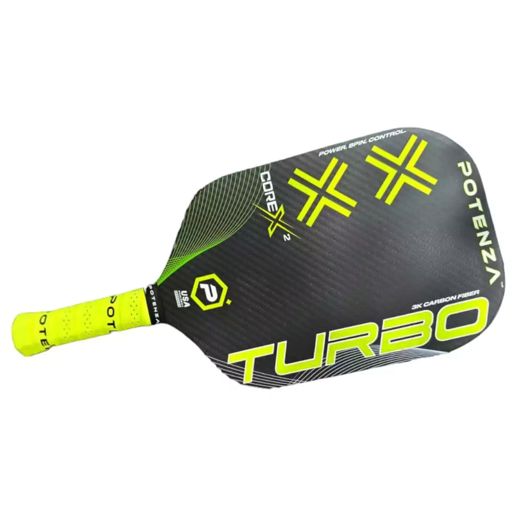 A horizontal Potenza TURBO+CORE*2 Pickleball Paddle, available at iamracketsports.com.