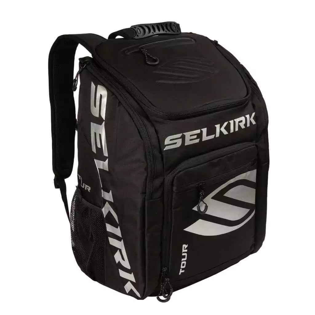 SPORT: PICKLEBALL. Shop Selkirk Sports Pickleball at iamRacketSports/iam-pickleball, a Miami, Florida, USA based store "iampickleball.store". Selkirk Pickleball Core Line Tour Backpack/Duffle bag in Black. Front of bag.