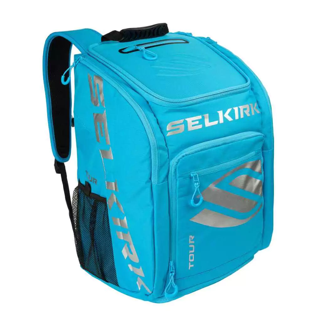 SPORT: PICKLEBALL. Shop Selkirk Sports Pickleball at iamRacketSports/iam-pickleball, a Miami, Florida, USA based store "iampickleball.store". Selkirk Pickleball Core Line Tour Backpack/Duffle bag in Blue. Front of bag.