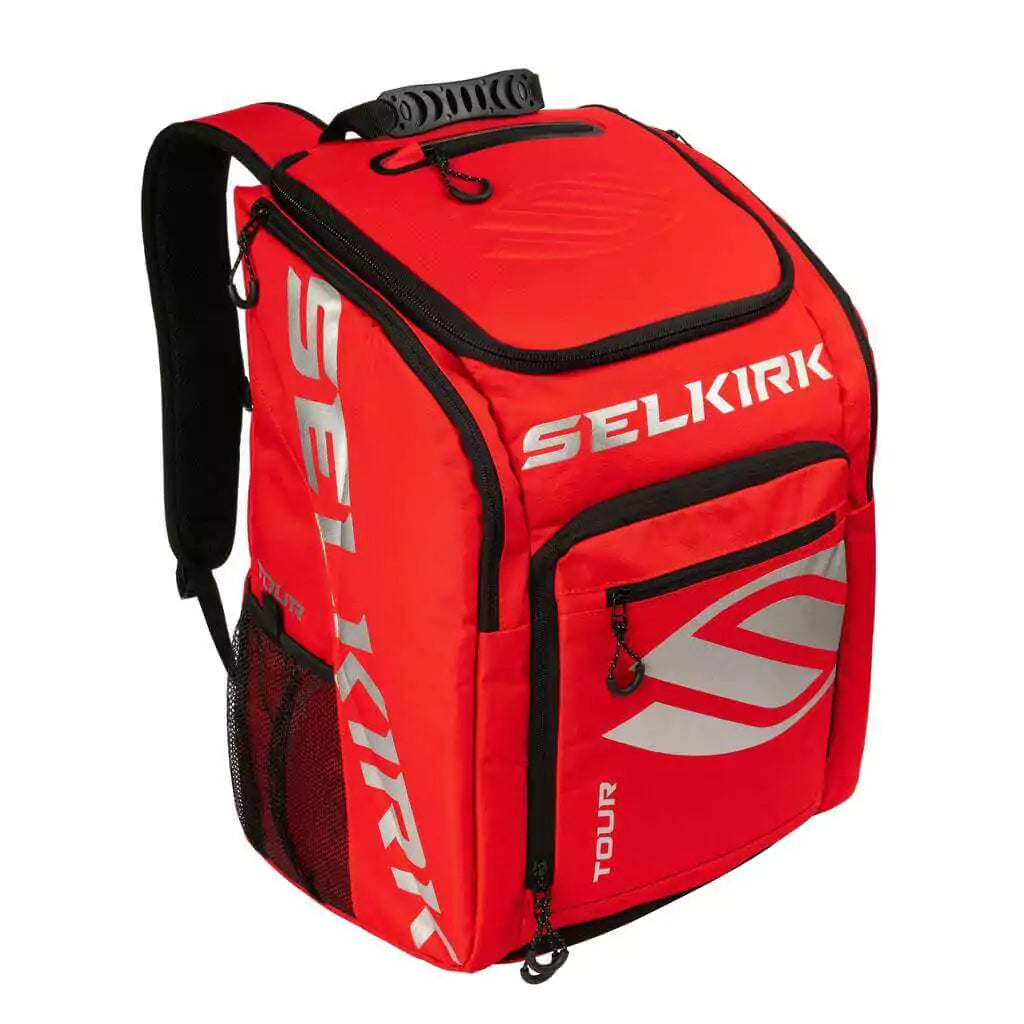 SPORT: PICKLEBALL. Shop Selkirk Sports Pickleball at iamRacketSports/iam-pickleball, a Miami, Florida, USA based store "iampickleball.store". Selkirk Pickleball Core Line Tour Backpack/Duffle bag in Red. Front of bag.