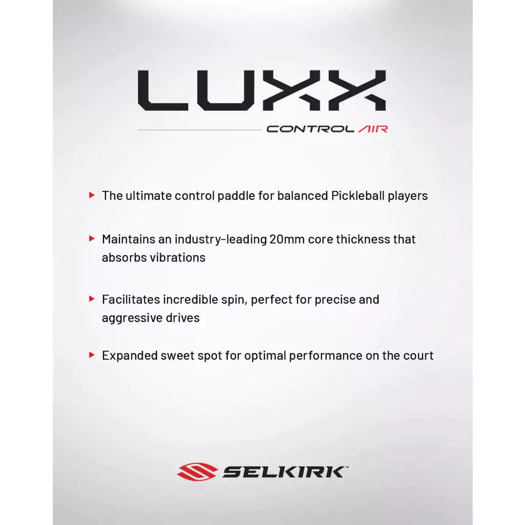 SPORT:PICKLEBALL. Shop Selkirk at iamRacketSports.com.. Infographic about  Selkirk LUXX CONTROL AIR EPIC Pickleball Paddle,  endorsed by Jack Sock.